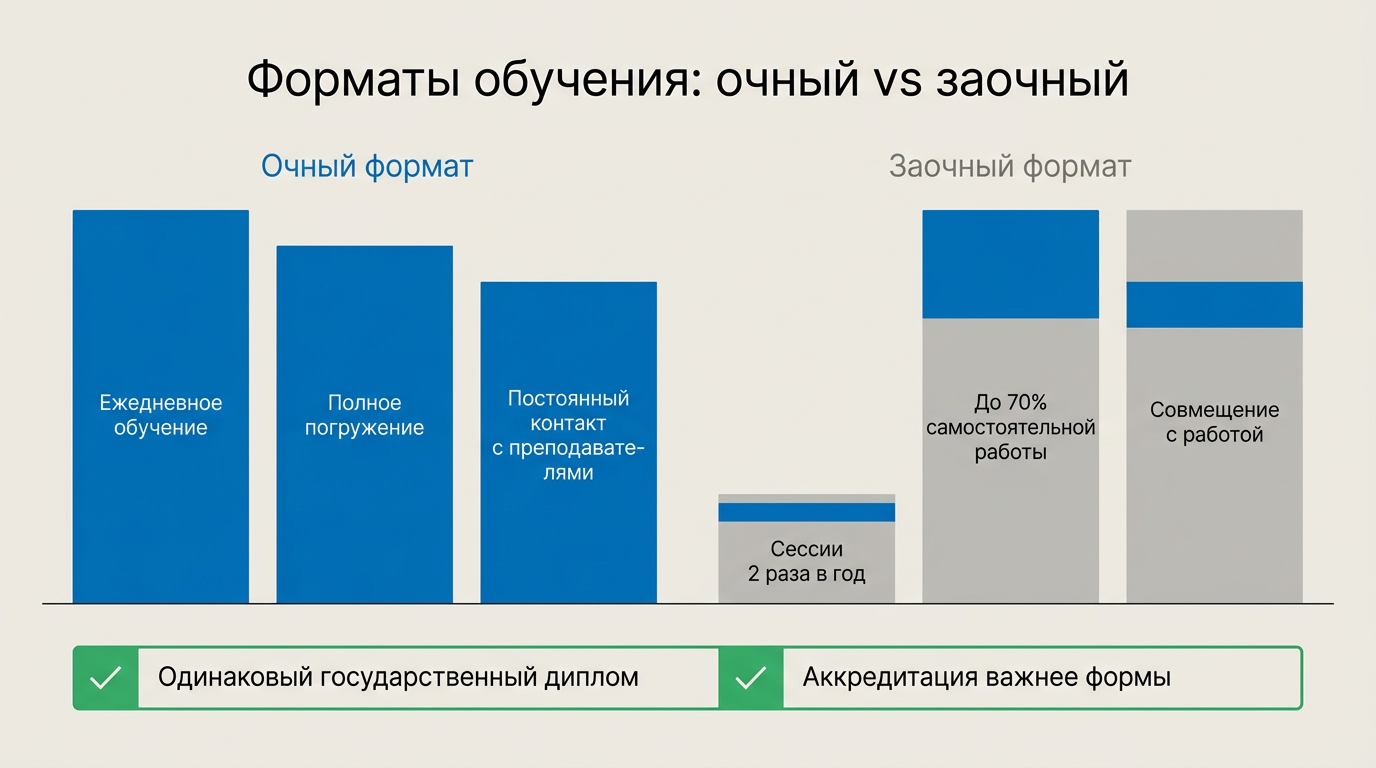 Сравнение очного и заочного форматов обучения